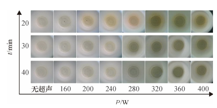 不同密閉消解時(shí)間、不同超聲功率的消解效果